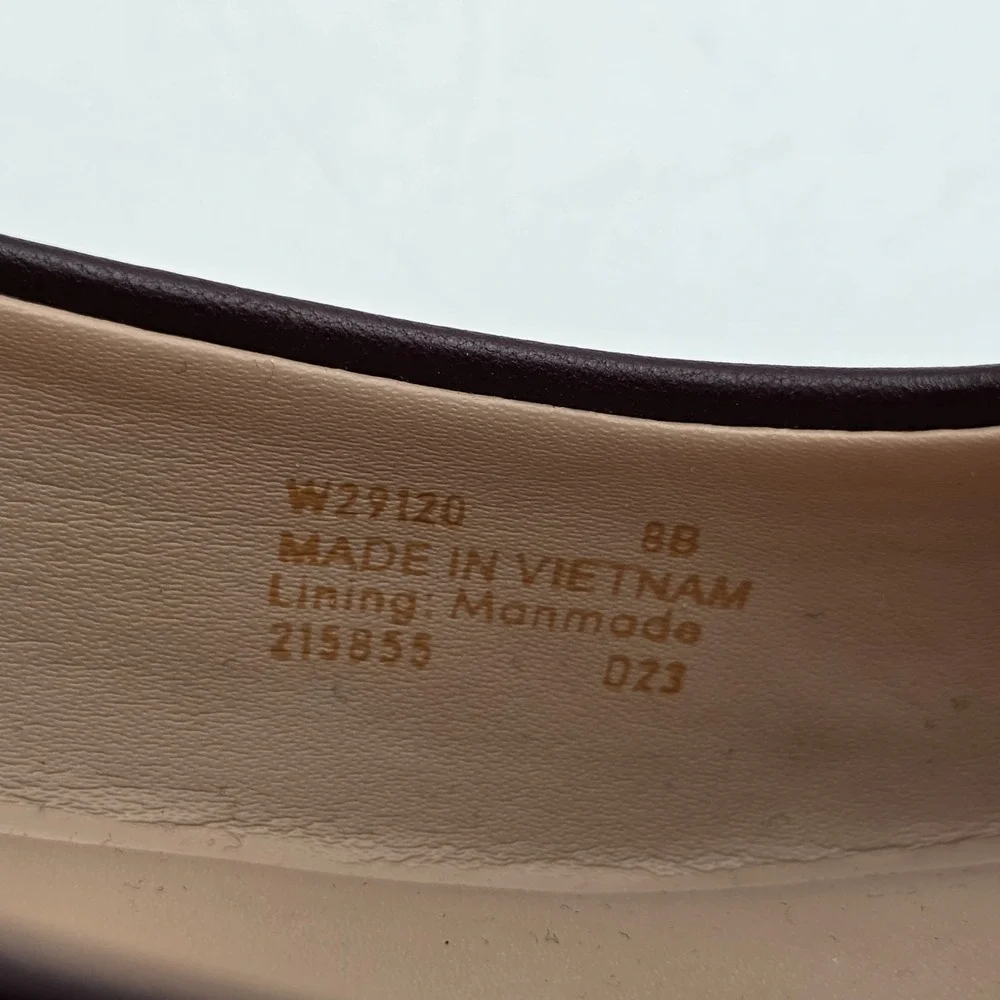 Cole Haan Burgundy Leather Wedge Pumps Gold Logo Hardware Women's Size 8